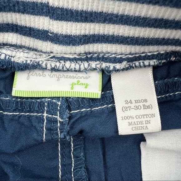 First Impressions Blue White Elastic Waistband Pants Size 24 Months - Picture 2 of 4